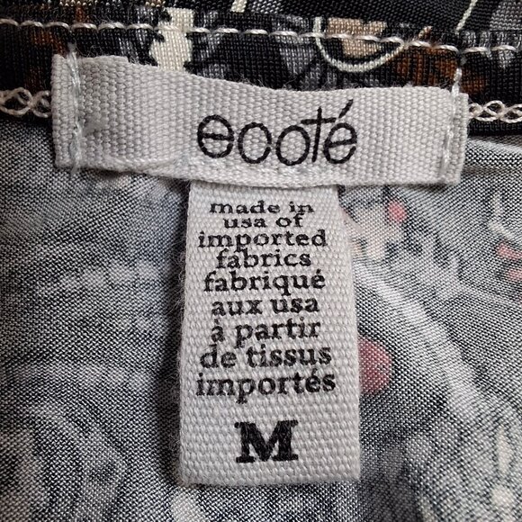 Eoote Grey Pailsley Empire Fit n Flare Mini Dress Size M Stretch Flutter Sleeves - Picture 16 of 16